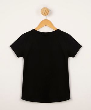 blusa juvenil de algodão manga curta estampada autógrafos now united preta