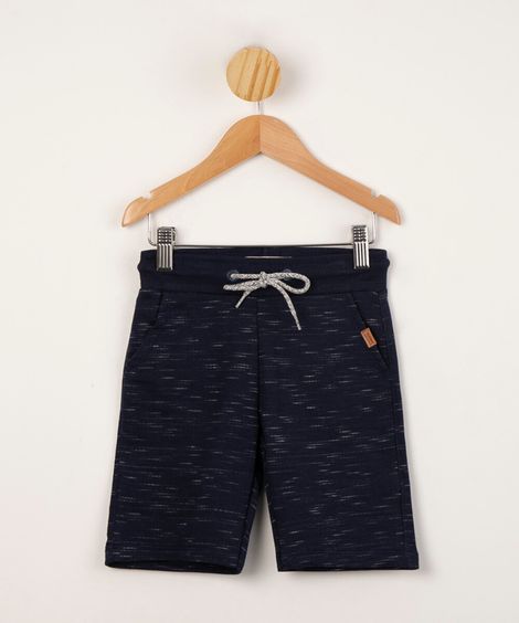 bermuda infantil de moletom com cordão azul marinho