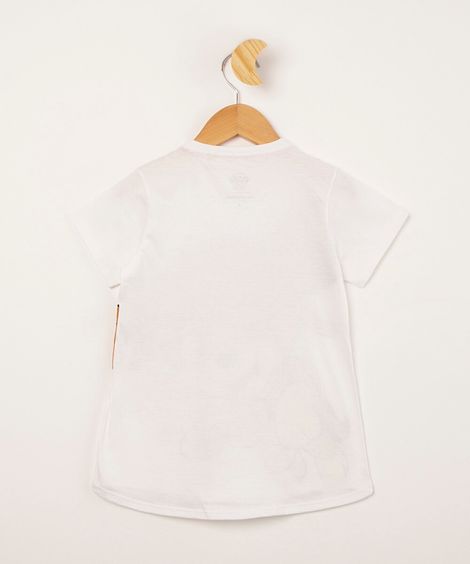 blusa infantil de algodão patrulha canina com glitter manga curta off white