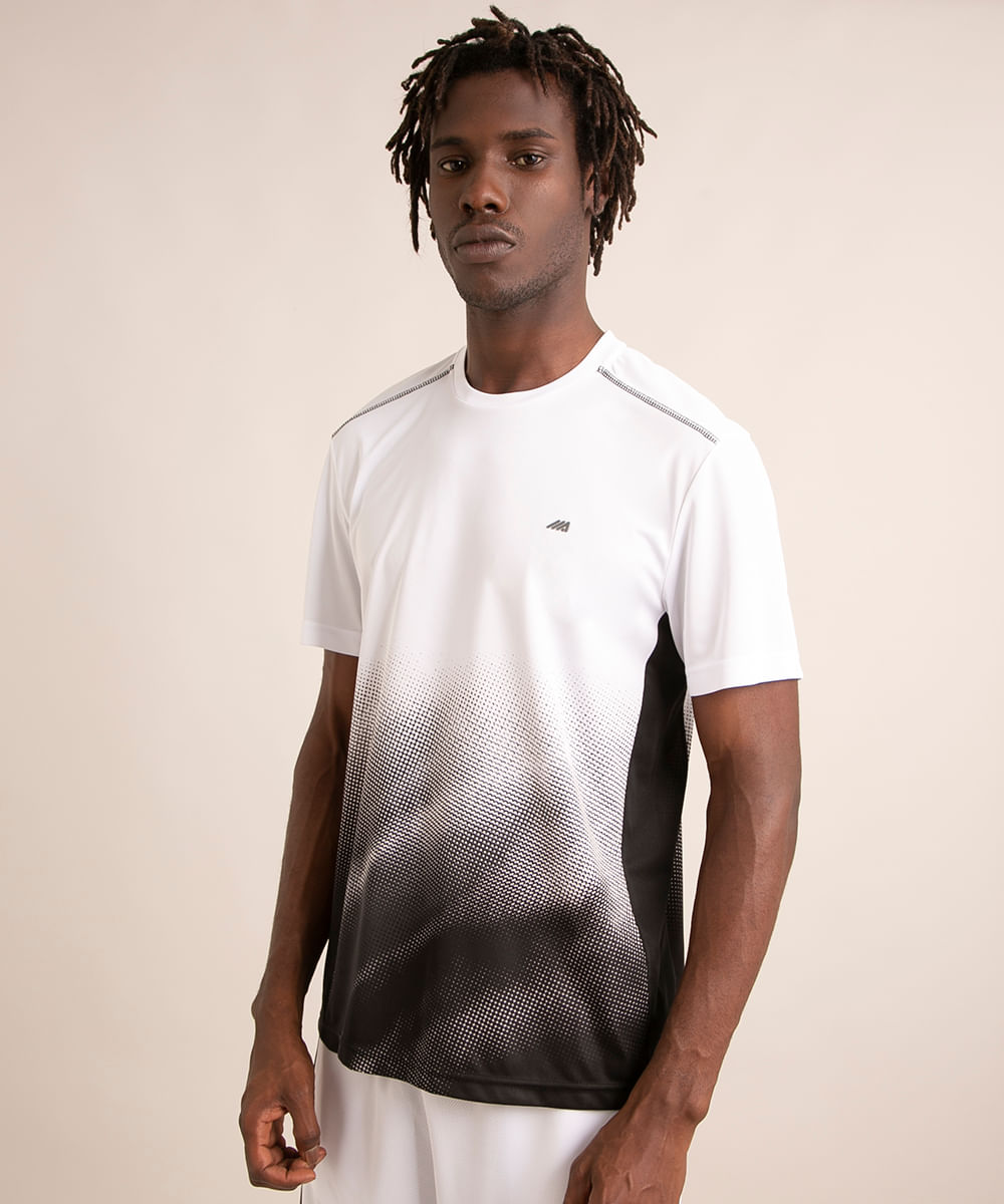 camiseta esportiva ace de algodão com estampa yoga manga curta gola careca off  white - Faz a Boa!