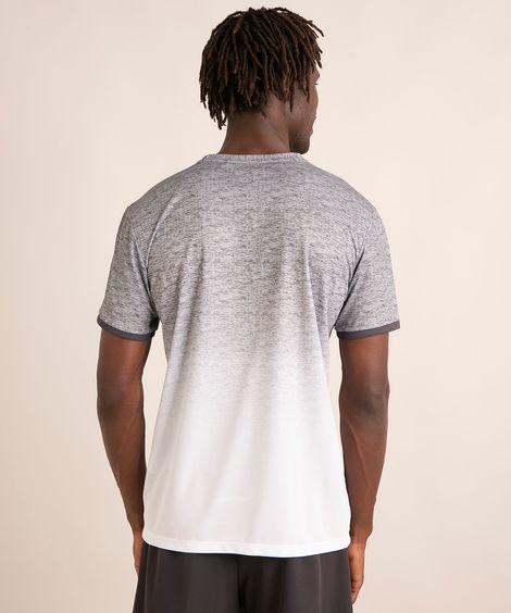 camiseta manga curta gola careca mescla com degradê esportivo branca