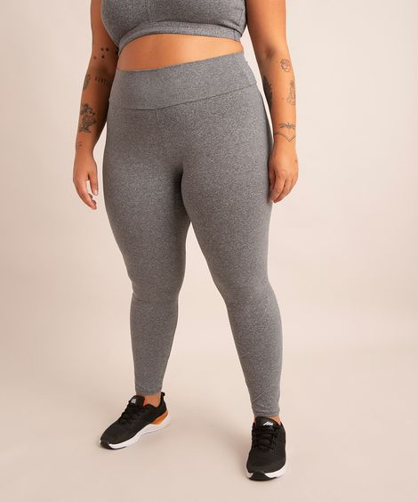 calça plus size legging esportiva cinza mescla