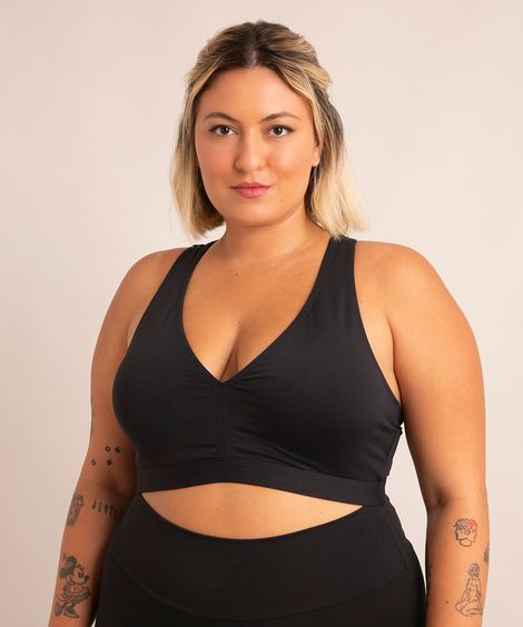 top plus size esportivo nadador com bojo removível preto