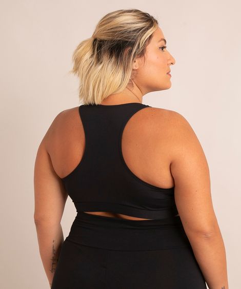top plus size esportivo nadador com bojo removível preto
