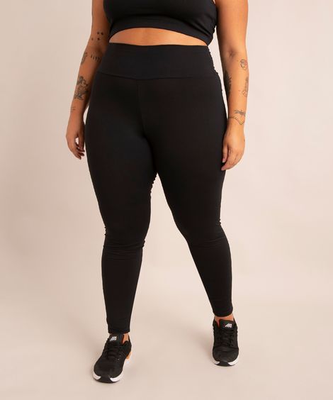 calça plus size legging esportiva preta