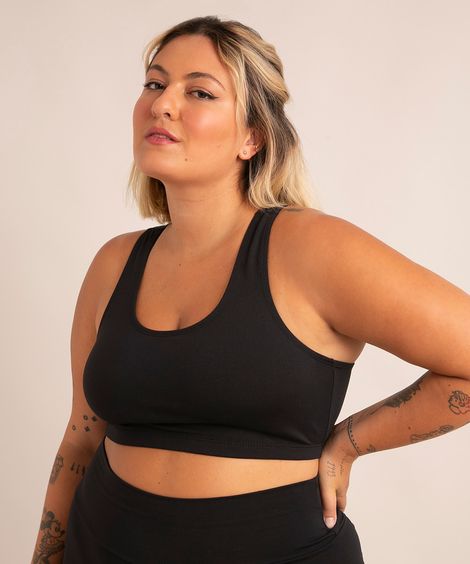 top plus size esportivo nadador sem bojo preto