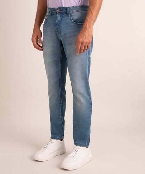Calça Jeans de Moletom Masculina Slim Azul Médio