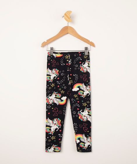 calça infantil estampada de unicórnios azul marinho