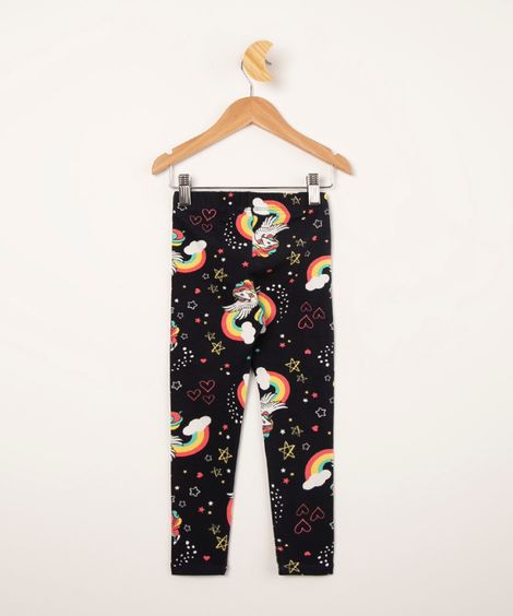calça infantil estampada de unicórnios azul marinho