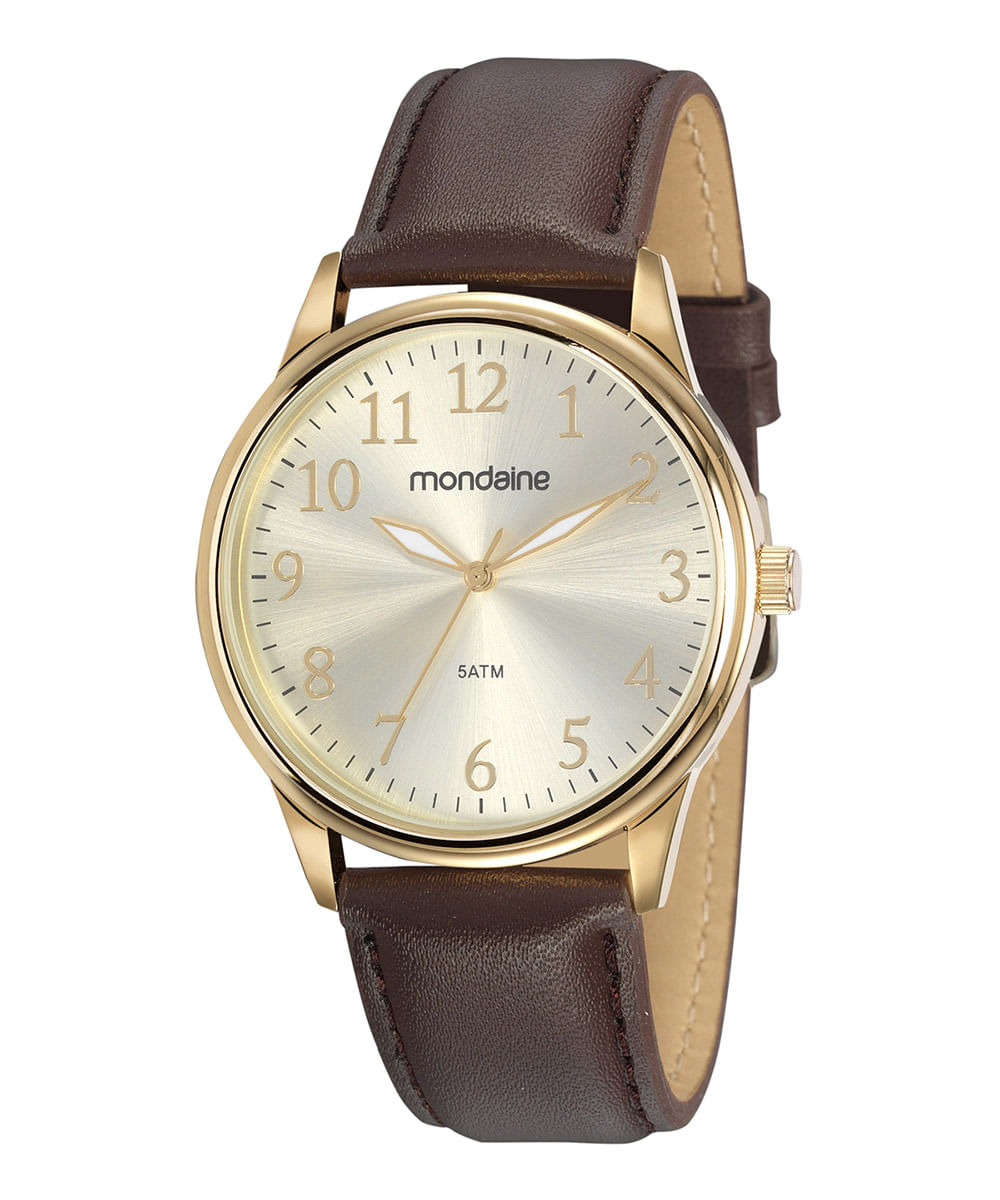 relogio masculino mondaine dourado