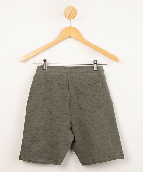 bermuda juvenil de moletom com bolsos e cordão verde militar