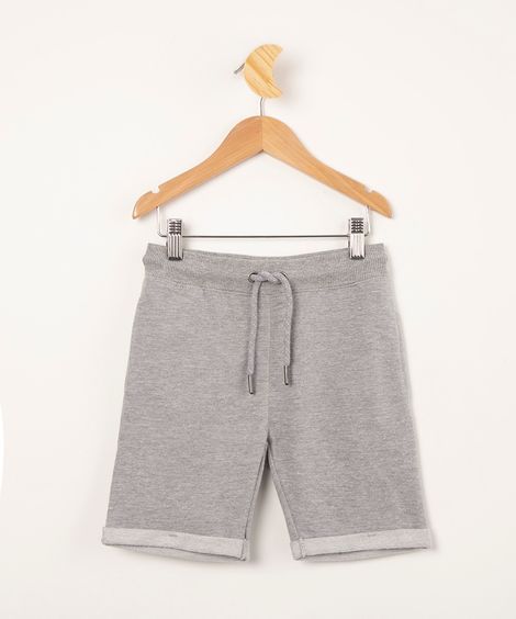 bermuda infantil de moletom com cordão cinza mescla