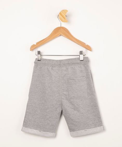 bermuda infantil de moletom com cordão cinza mescla