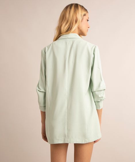 blazer longo manga franzida verde claro
