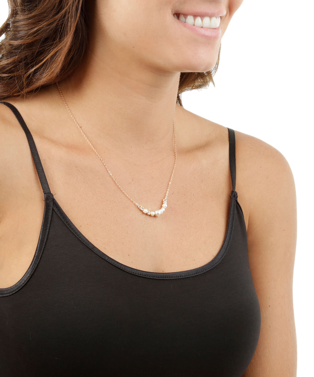 Colar com Pedras e Strass Dourado