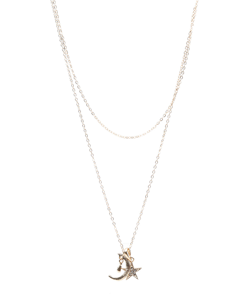 Colar com Estrela e Lua Dourado