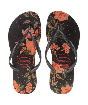 Chinelo Feminino Slim Organic Havaianas - 4132823 PRETO/LARANJA