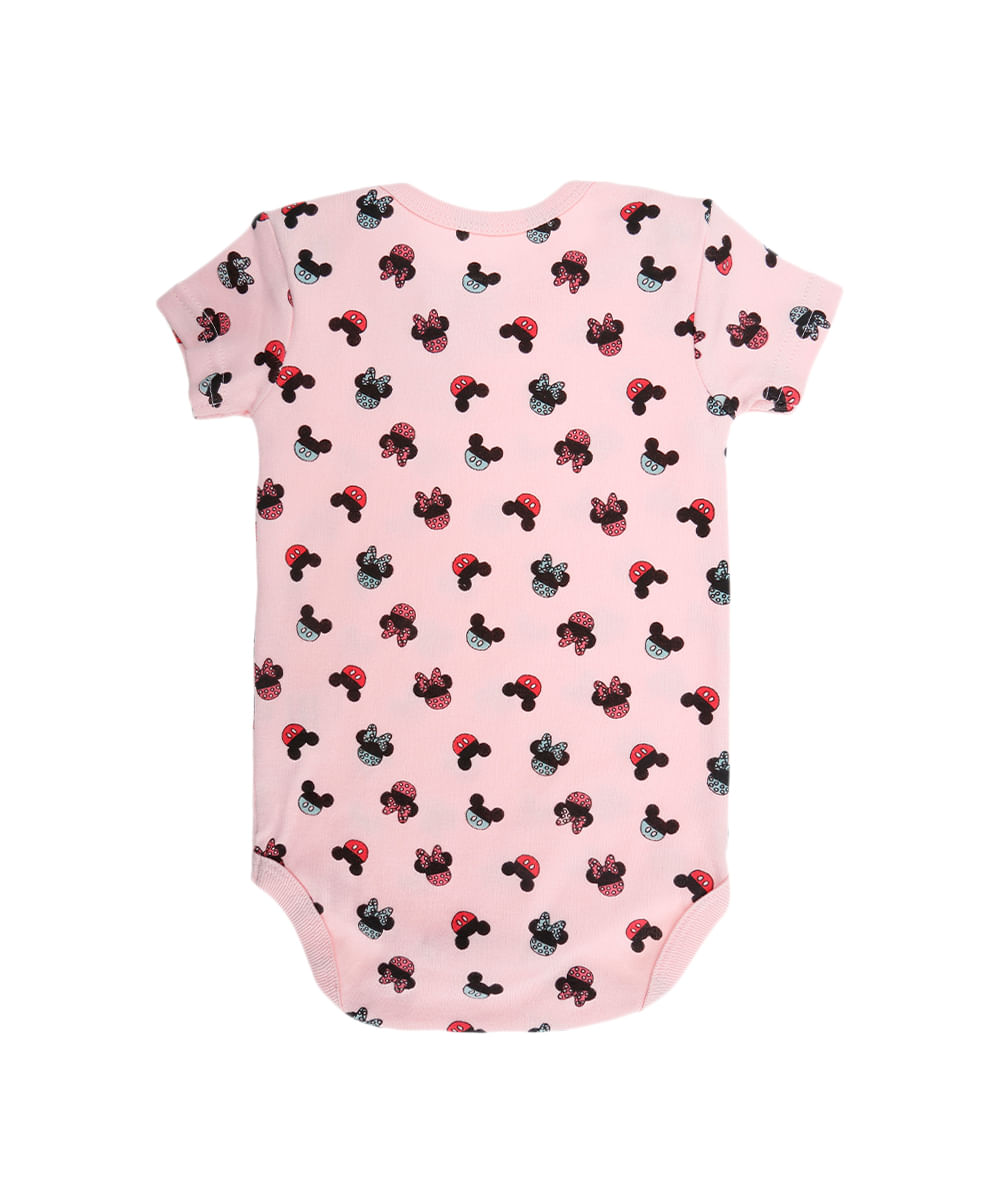 Body Minnie em Algodão + Sustentável Menina Rosa