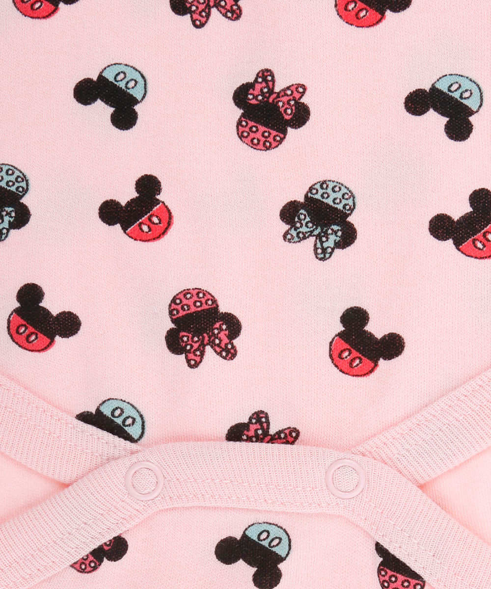 Body Minnie em Algodão + Sustentável Menina Rosa