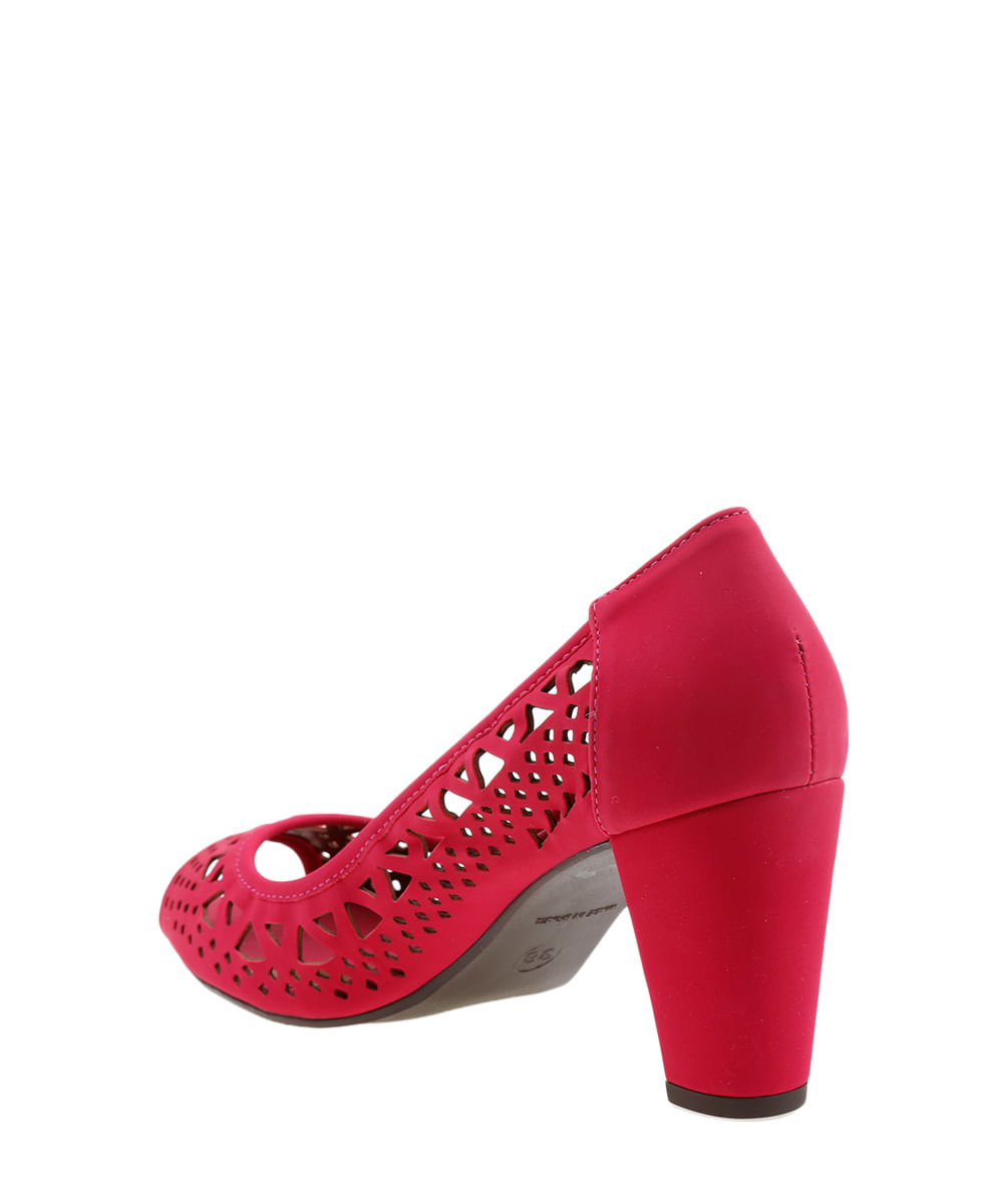 Peep Toe com Recortes Vazados Rosa
