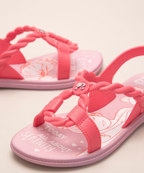 sandália infantil barbie bem estar + brinde grendene rosa