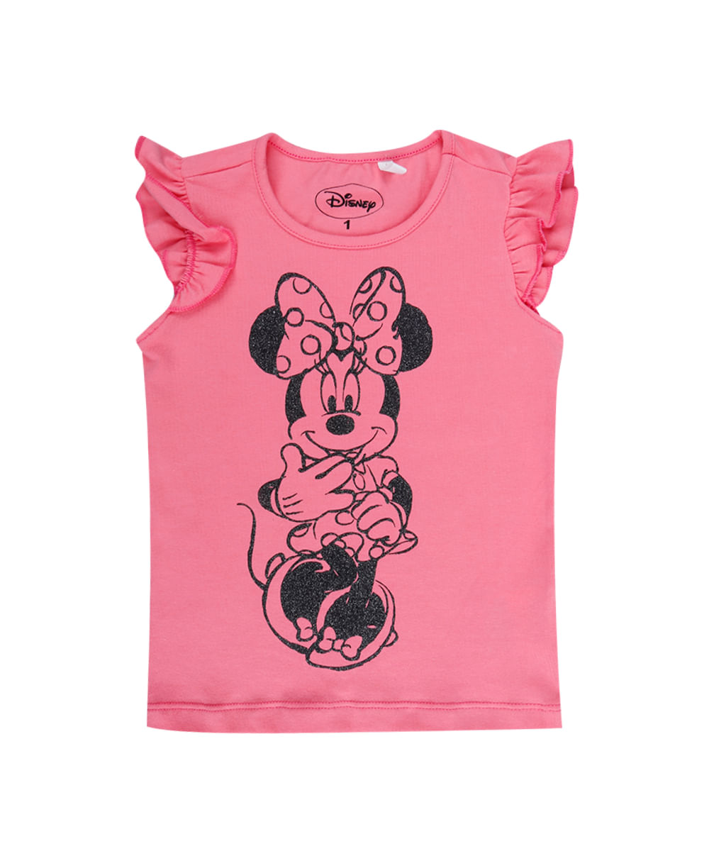 Blusa com Estampa Minnie Menina Rosa Claro
