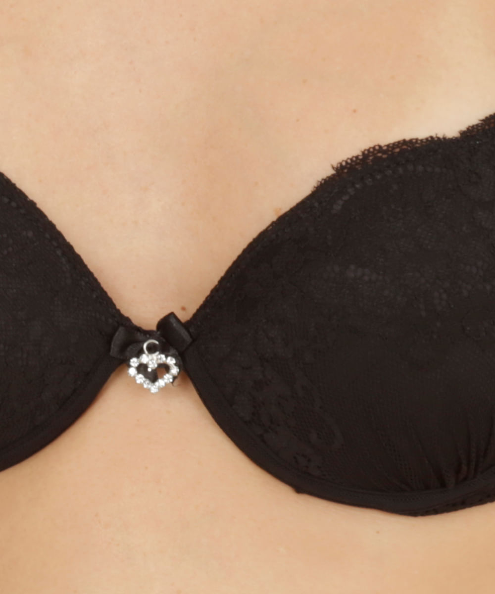 Sutiã Push Up com Renda Preto
