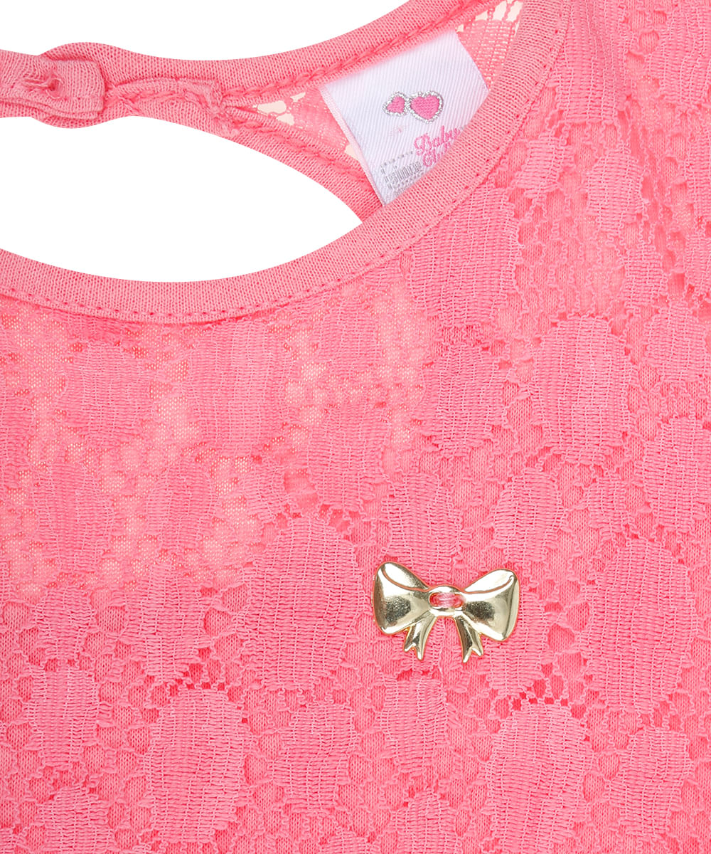 Vestido em Renda Menina Rosa Claro
