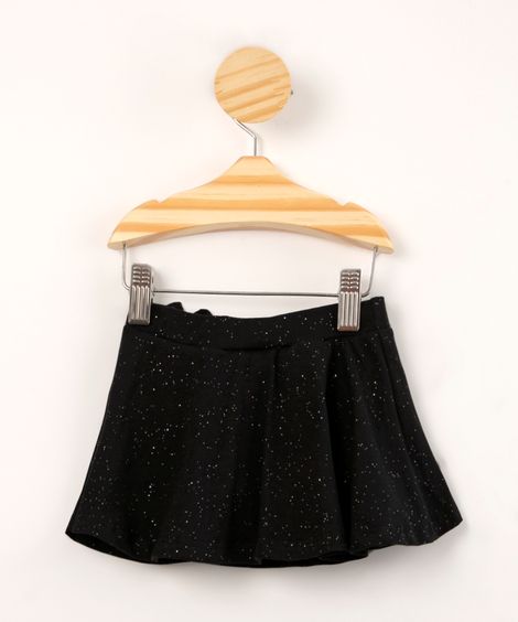 short saia infantil glitter preto