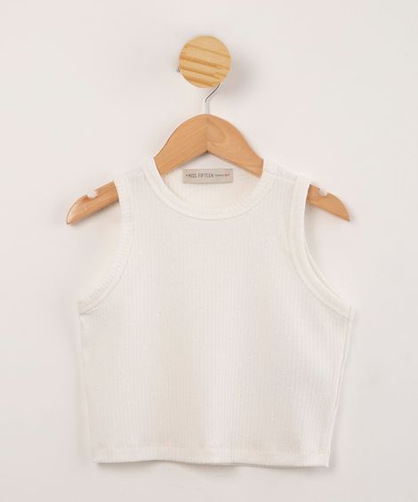regata juvenil cropped halter neck canelada com glitter off white
