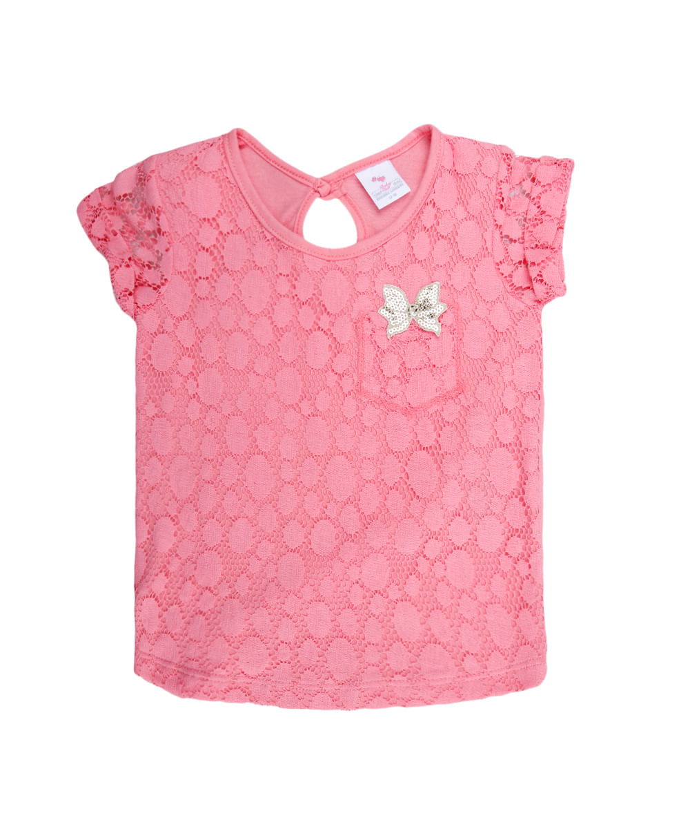 Blusa com Renda Menina Rosa