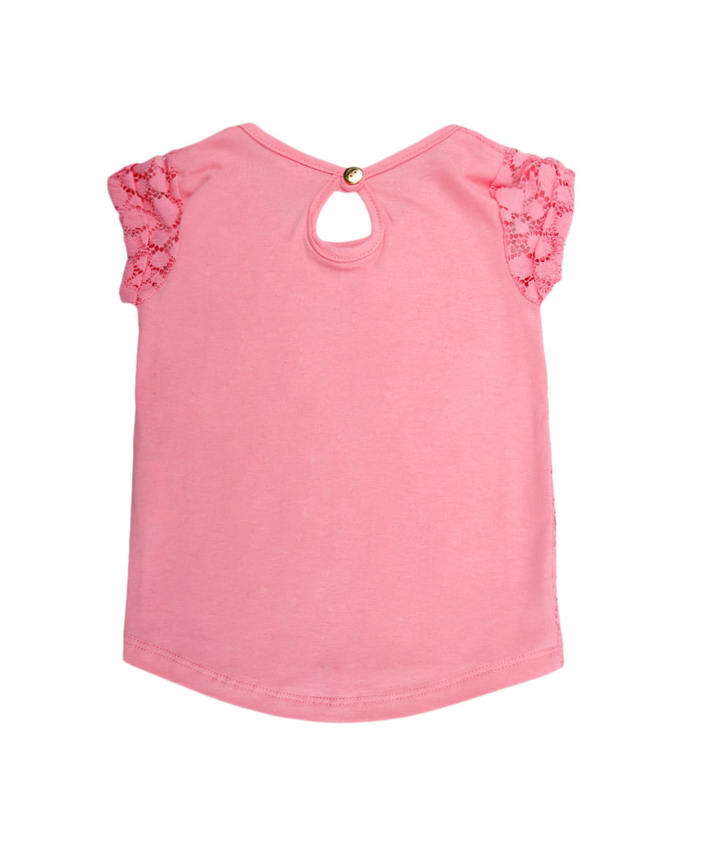 Blusa com Renda Menina Rosa