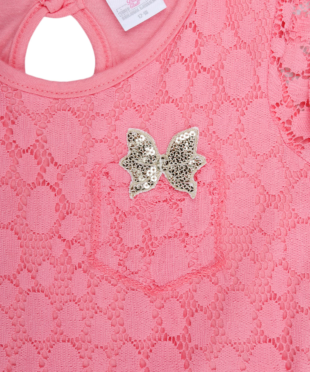 Blusa com Renda Menina Rosa