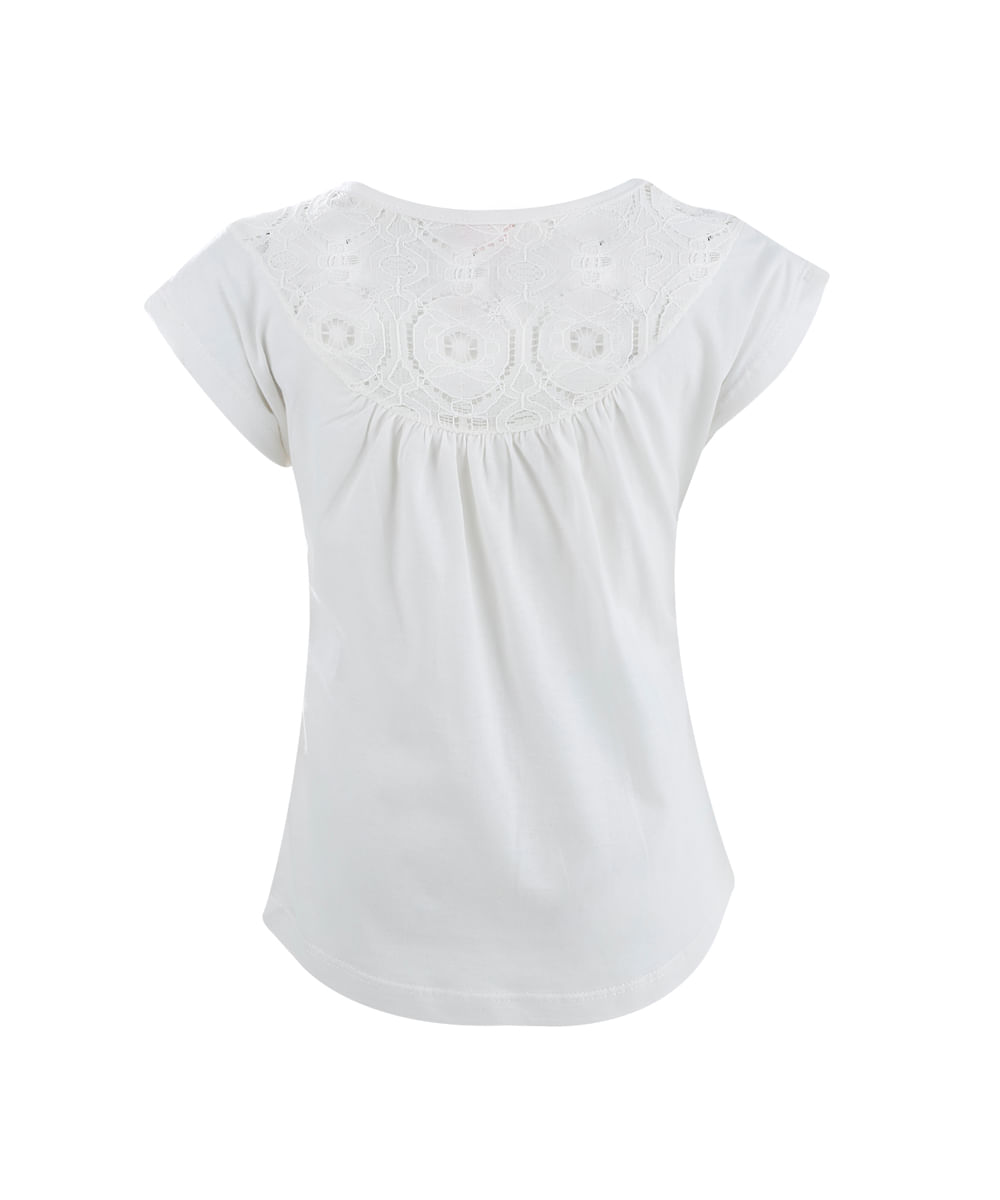 Blusa com Renda Menina Off White