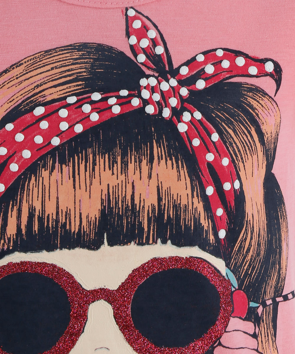 Regata Mullet com Estampa Menina Rosa