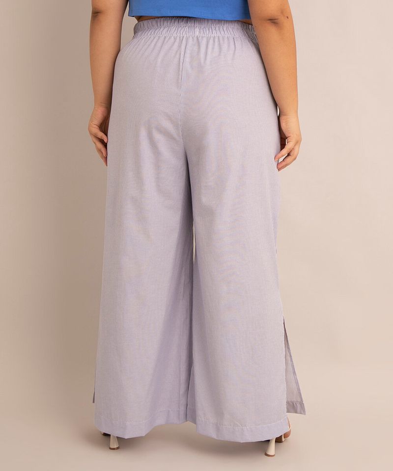 Calça pantalona listrada plus sales size