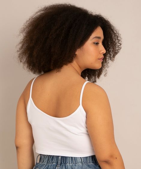 regata cropped básica plus size alça fina decote redondo branca