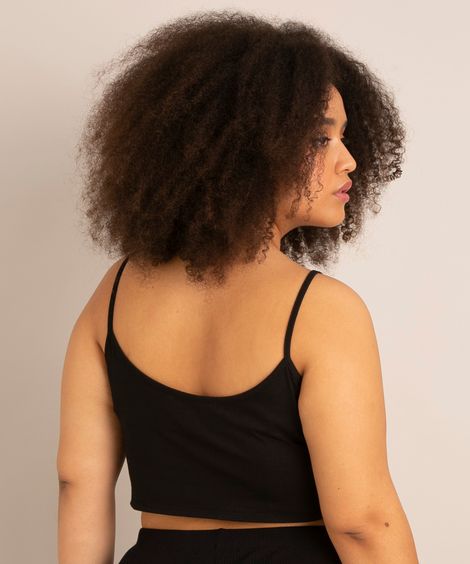 regata cropped básica plus size alça fina decote redondo preta
