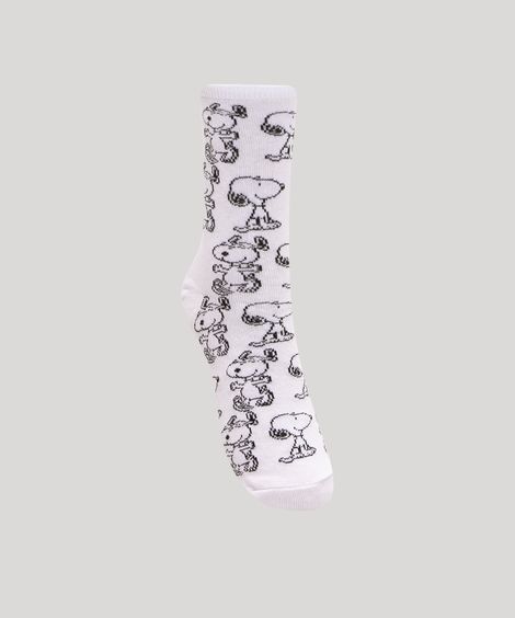 meia cano alto estampada snoopy branca