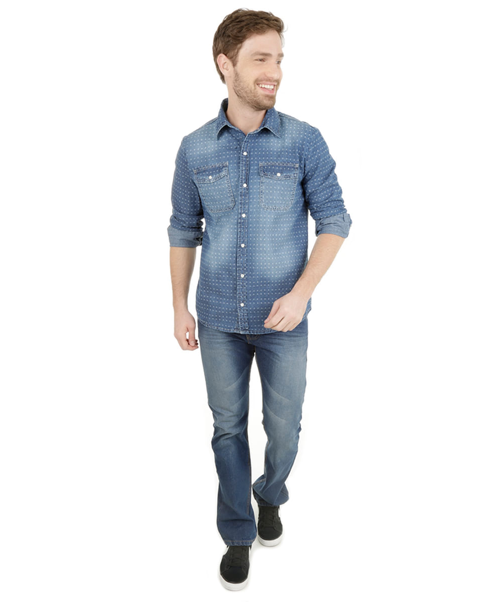 Calça Jeans Reta Azul Médio