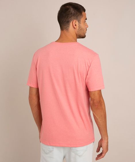 camiseta básica manga curta gola portuguesa - coral