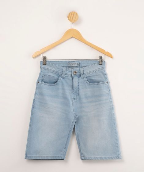 bermuda jeans slim azul claro