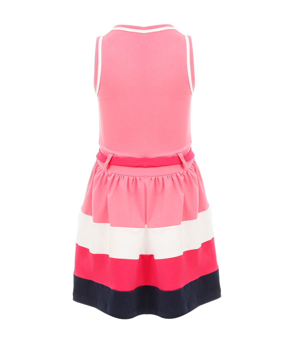 Vestido com Listras Menina Rosa
