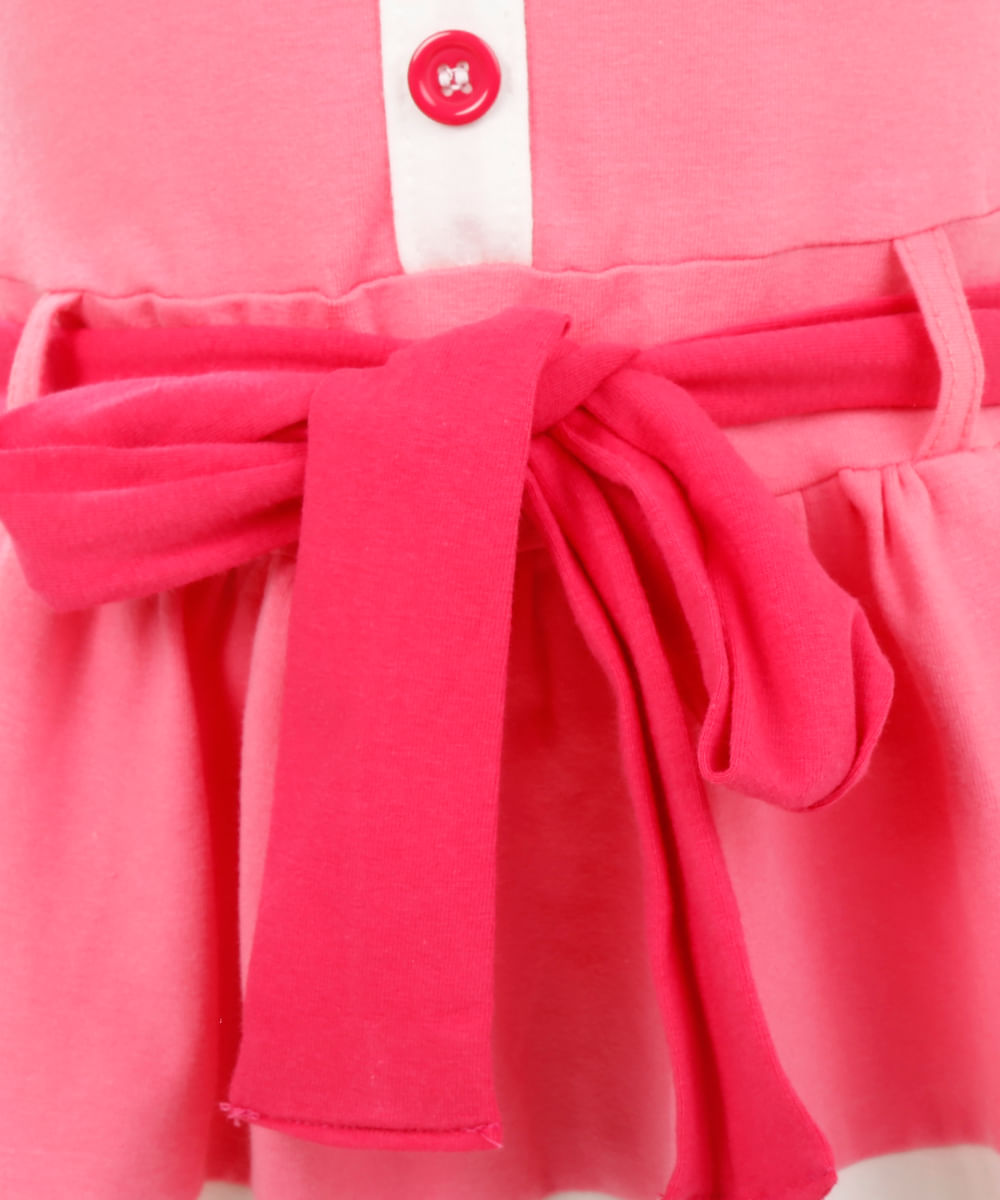 Vestido com Listras Menina Rosa