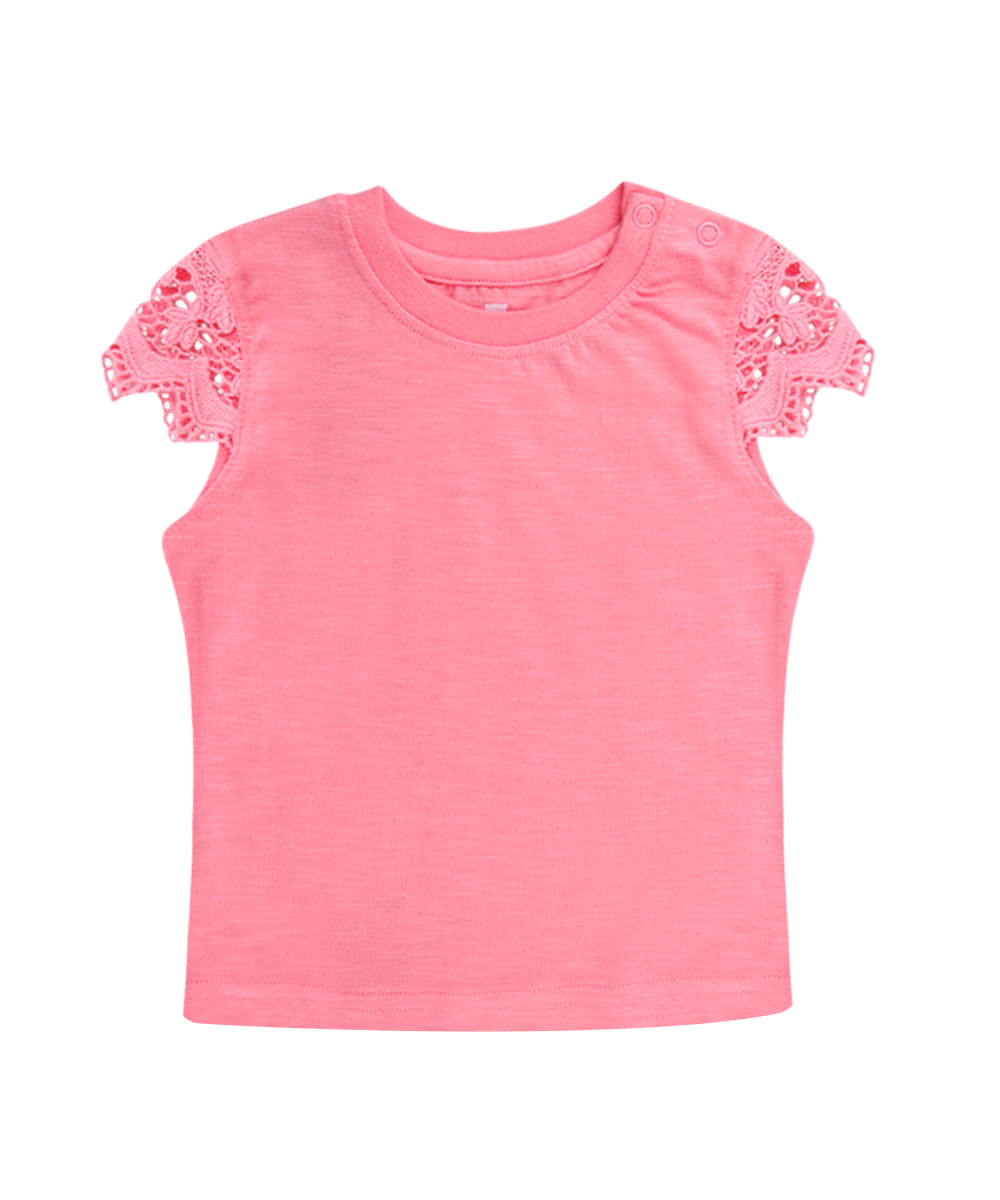 Blusa com Renda Menina Rosa