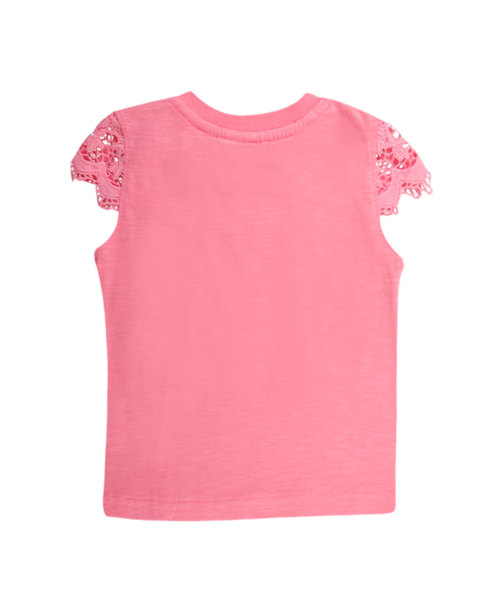Blusa com Renda Menina Rosa