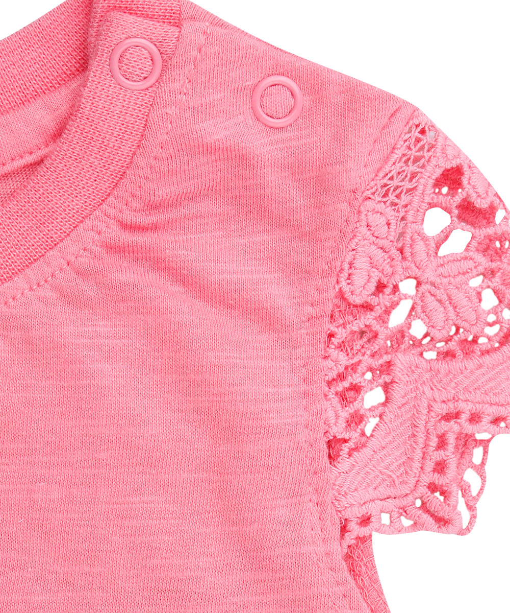 Blusa com Renda Menina Rosa