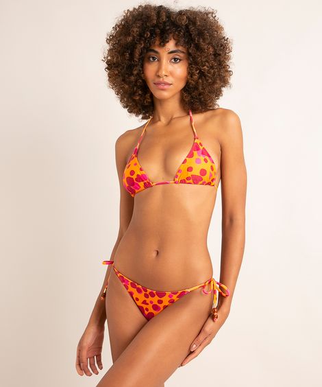 biquíni calcinha tanga de amarração estampado confete proteção uv50+ além dos mares salvador preta gil laranja