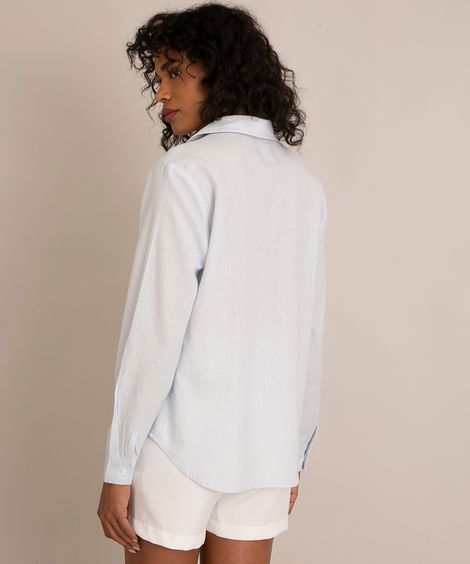camisa manga longa azul claro