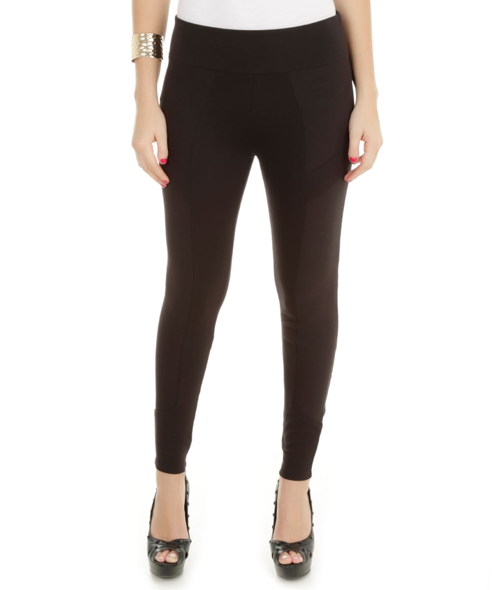 Calça Legging com Recortes Preta